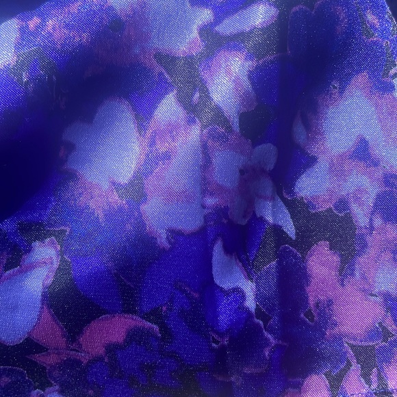 Tahari sheath dress black geometric lace with bright purple floral underlayer - Picture 8 of 12